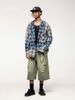 INF®️| ÁO KHOÁC SƠ MI DÀI TAY KẺ SỌC MŨ TRÙM ĐẦU DÁNG RỘNG GRADIENT UNISEX INF 7087