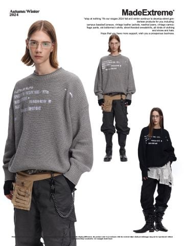 MADEEXTREME®️| ÁO LEN THÊU CHỮ HỌA TIẾT UNISEX MADE YH24002