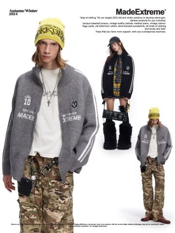 MADEEXTREME®️| ÁO LEN SỌC KHỐI MÀU THÊU PHONG CÁCH THỂ THAO UNISEX MADE YH24003
