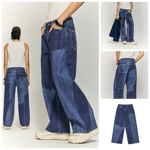 INF®️| QUẦN JEANS IN KỸ THUẬT SỐ CẮT CHẮP VÁ DÁNG SUÔNG INF 13419