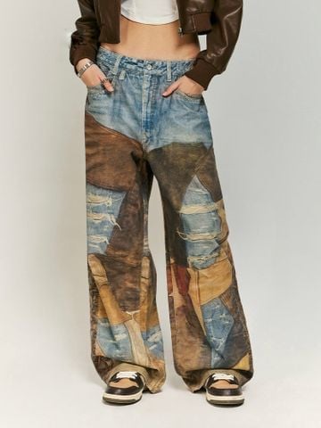 INF®️| QUẦN JEANS HIGHT STREET HOA ĐIỀU IN KỸ THUẬT SỐ DÁNG SUÔNG UNISEX INF 13442