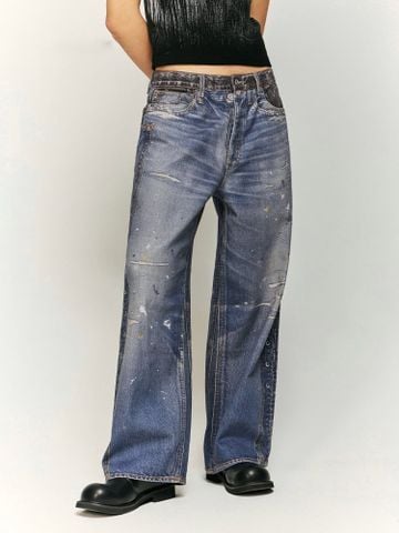 INF®️| QUẦN JEANS HIGHT STREET HOA ĐIỀU IN KỸ THUẬT SỐ DÁNG SUÔNG UNISEX INF 13424