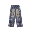 INF®️| QUẦN JEANS HIGHT STREET HOA ĐIỀU IN KỸ THUẬT SỐ DÁNG SUÔNG UNISEX INF 13440