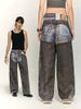 INF®️| QUẦN JEANS HIGHT STREET HOA ĐIỀU IN KỸ THUẬT SỐ DÁNG SUÔNG UNISEX INF 13434