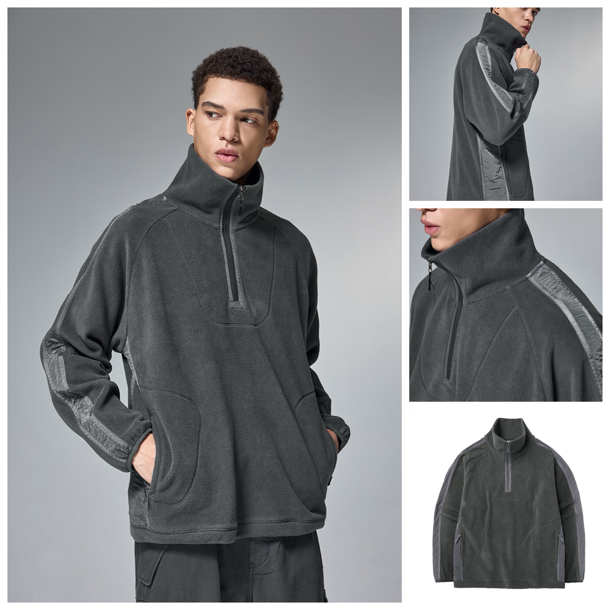 INF®️| ÁO SWEATER CỔ ĐỨNG DÂY KÉO DÁNG RỘNG UNISEX INF 4389