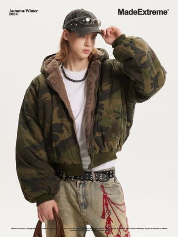MADEEXTREME®️| ÁO KHOÁC HOODIE KHÓA KÉO MŨ TRÙM CAMO LOT LÔNG UNISEX MADE 230931