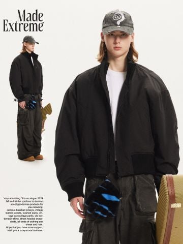 MADEEXTREME®️| ÁO KHOÁC BOMBER DÁNG RỘNG THÂN NGẮN CAO CẤP UNISEX MADE 240900
