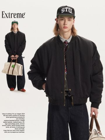 MADEEXTREME®️| ÁO KHOÁC BOMBER RETRO BÔNG DÀY UNISEX MADE 240921