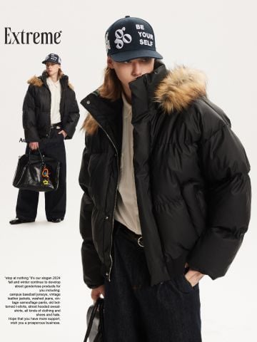 MADEEXTREME®️|ÁO KHOÁC PHAO CỔ LÔNG CÓ THỂ THÁO RỜI ẤP ÁP COTTON UNISEX MADE 241203