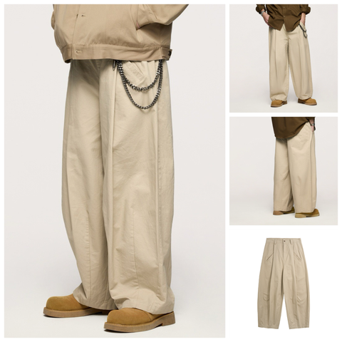 INF®️| QUẦN ỐNG RỘNG XẾP LY VẢI CHÉO DÀY UNISEX INF 13356