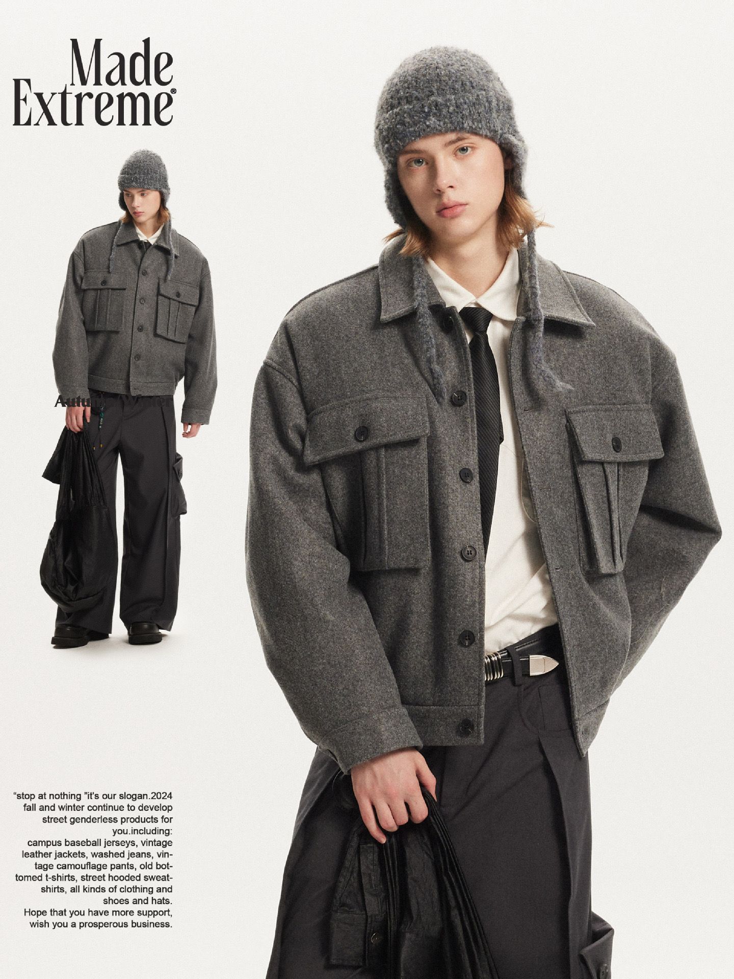 MADEEXTREME®️| ÁO KHOÁC SƠ MI LEN CAO CẤP DÁNG RỘNG DÀY ẤM ÁP  UNISEX MADE 241238