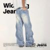 QUẦN JEANS ỐNG RỘNG WASH SỜN PHONG CÁCH CỔ ĐIỂN/JEANS PANTS WASH UNISEX OVERSIZE INF 12280