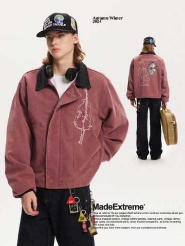 MADEEXTREME®️|ÁO KHOÁC THÊU VE ÁO RETRO COTTON UNISEX MADE 241207