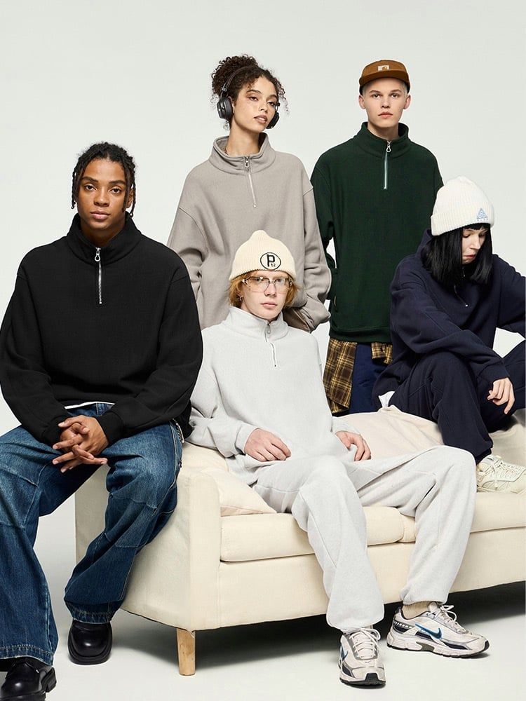 INF®️| ÁO SWEATER DỆT NGANG CỔ TRÒN ĐỨNG KHÓA KÉO UNISEX INF 4388