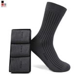 Hộp 3 Đôi Tất Nam Cổ Cao Công Sở Sợi Bamboo Kẻ Sọc, Kháng Khuẩn-Khử Mùi Bizmen - BM.05.23