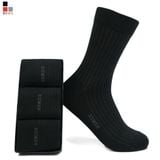 Hộp 3 Đôi Tất Nam Cổ Cao Công Sở Sợi Bamboo Kẻ Sọc, Kháng Khuẩn-Khử Mùi Bizmen - BM.05.23