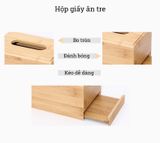 Hộp đựng giấy ăn bằng gỗ tre BAMBOO HOME để khăn ăn hình chữ nhật, hình vuông cho nhà hàng, khách sạn, nhà riêng