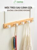 Móc treo cửa BAMBOO HOME móc cửa đa năng chất liệu tre cao cấp để túi xách, quần áo, tai nghe không cần khoan tường