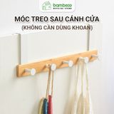 Móc treo cửa BAMBOO HOME móc cửa đa năng chất liệu tre cao cấp để túi xách, quần áo, tai nghe không cần khoan tường