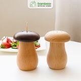 Hộp tăm hình cây nấm BAMBOOO ECO chất liệu gỗ sồi, gỗ óc chó
