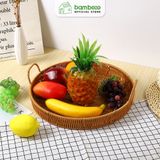 Khay Nhựa Tròn Đựng Đồ Có Quai Xách BAMBOOO ECO Đan Thủ Công Bằng Tay - Chất Liệu Giả Mây