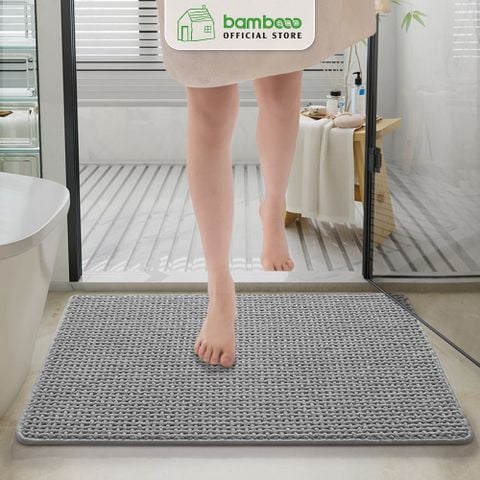 Thảm Phòng Tắm Nhung Cao Cấp BAMBOOO ECO Siêu Thấm Hút , Dày Dặn Nhiều Lớp , Đế Cao Su Chống Trượt