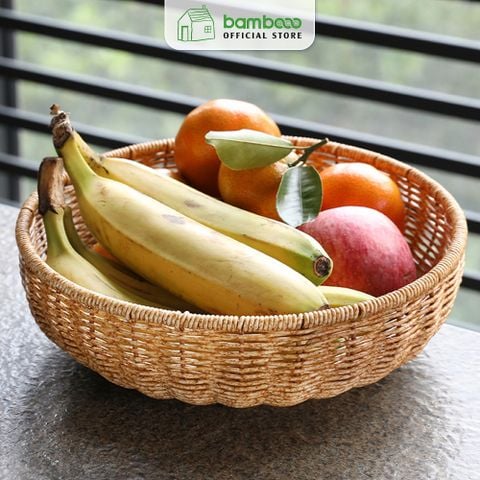 Rổ Nhựa Giả Mây BAMBOOO ECO Giúp Sắp Xếp Thực Phẩm Tươi Sống Giữ Cho Không Gian Bếp Gọn Gàng
