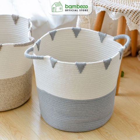 Giỏ đựng quần áo bẩn Cotton BAMBOOO ECO đựng đa năng, đồ chơi có thể gấp gọn phong cách Hàn Quốc