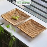 Khay nhựa giả mây chống trượt BAMBOOO ECO đựng đồ khô bánh kẹo hướng dương dùng trong nhà hàng