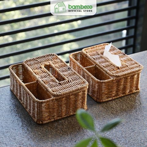 Hộp Giấy Ăn Chất Liệu Mây Nhựa Cao Cấp BAMBOOO ECO Đảm Bảo An Toàn Và Đẹp Mắt