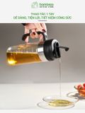 Chai đựng dầu ăn thể tích 500ml BAMBOOO ECO chịu nhiệt 400°c thủy tinh Borosilicate , thân inox