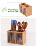 Hộp đựng đũa thìa bằng tre gỗ 2 ngăn BAMBOO HOME dùng trong nhà hàng khách sạn nhà bếp sạch sẽ bắt mắt thân thiện MT