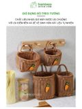 Giỏ đan decor treo tường Bambooo Eco đựng hoa quả trái cây đồ khô phong cách Hàn Quốc Cao Cấp