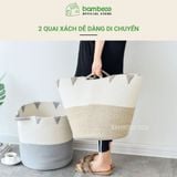 Giỏ đựng quần áo bẩn Cotton BAMBOOO ECO đựng đa năng, đồ chơi có thể gấp gọn phong cách Hàn Quốc