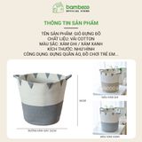 Giỏ đựng quần áo bẩn Cotton BAMBOOO ECO đựng đa năng, đồ chơi có thể gấp gọn phong cách Hàn Quốc