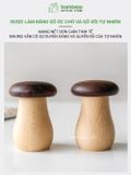 Hộp tăm hình cây nấm BAMBOOO ECO chất liệu gỗ sồi, gỗ óc chó