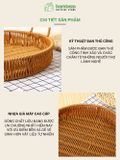 Khay Nhựa Tròn Đựng Đồ Có Quai Xách BAMBOOO ECO Đan Thủ Công Bằng Tay - Chất Liệu Giả Mây