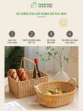 Giỏ Mây Đan Thủ Công Vintage BAMBOOO ECO Đựng Mỹ Phẩm và Đồ Khô Nhà Bếp Có Quai Xách Tiện Lợi