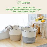 Giỏ đựng quần áo bẩn Cotton BAMBOOO ECO đựng đa năng, đồ chơi có thể gấp gọn phong cách Hàn Quốc