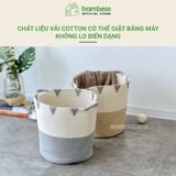 Giỏ đựng quần áo bẩn Cotton BAMBOOO ECO đựng đa năng, đồ chơi có thể gấp gọn phong cách Hàn Quốc