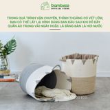 Giỏ đựng quần áo bẩn Cotton BAMBOOO ECO đựng đa năng, đồ chơi có thể gấp gọn phong cách Hàn Quốc
