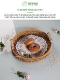 Khay nhựa tròn đựng đồ quai gỗ BAMBOOO ECO đan thủ công bằng tay chất liệu giả mây