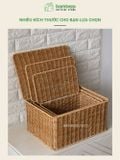 Giỏ Nhựa Giả Mây Có Nắp BAMBOOO ECO Giúp Bảo Quản Đồ Dùng Gọn Gàng Chống Bụi Hiệu Quả