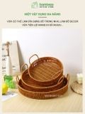 Khay Nhựa Tròn Đựng Đồ Có Quai Xách BAMBOOO ECO Đan Thủ Công Bằng Tay - Chất Liệu Giả Mây