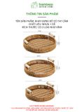 Khay nhựa tròn đựng đồ quai gỗ BAMBOOO ECO đan thủ công bằng tay chất liệu giả mây