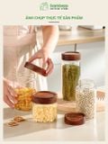 Hũ Thuỷ Tinh Chịu Nhiệt 400°C BAMBOOO ECO Chất Liệu thủy tinh Borosilicate và nắp gỗ keo VSATTP