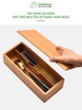 Hộp Đựng Đũa Kiểu Nhật Bản BAMBOO HOME Có Nắp Đậy Dùng Trong Nhà Hàng Khách Sạn Gia Đình Chia Ngăn Bằng Gỗ Tre Cao Cấp