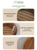 Khay nhựa tròn đựng đồ quai gỗ BAMBOOO ECO đan thủ công bằng tay chất liệu giả mây