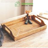 Khay đựng đồ ăn mây tre đan BAMBOO HOME để ấm trà, đồ trang điểm, bánh kẹo hoa quả phong cách Nhật Bản thân thiện MT