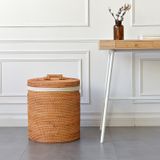 Sọt mây đan thủ công Việt Nam BAMBOO HOME có tay cầm đựng quần áo, đồ chơi, decor sử dụng ở phòng khách, phòng ngủ